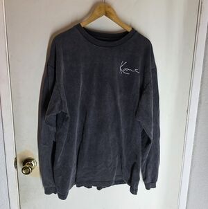 Karl Kani Men's Long Sleeve Black Grey Tee Logo Size XL 100% Cotton